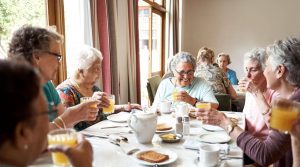 Older Adults Enjoy a Dinner